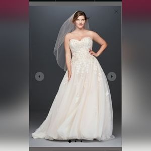 DB Embroidered lace applique ball gown wedding dress STYLE# V3902
